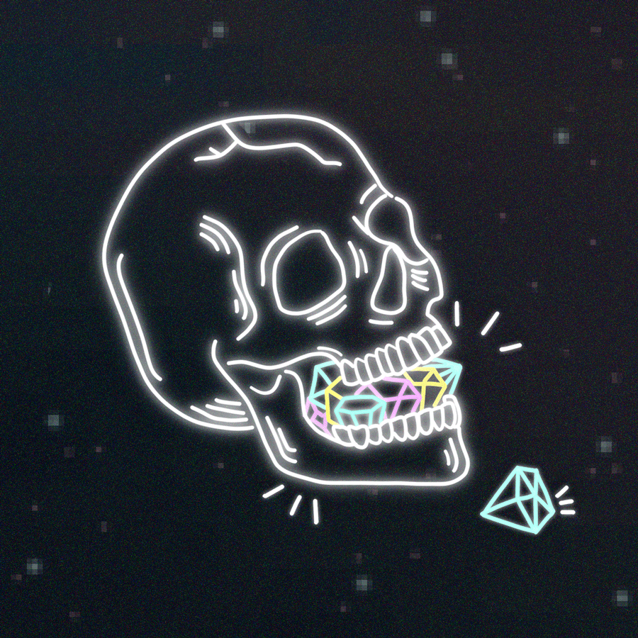 aesthetic blue dark neon skull jual beli pulsa party tumblr medium