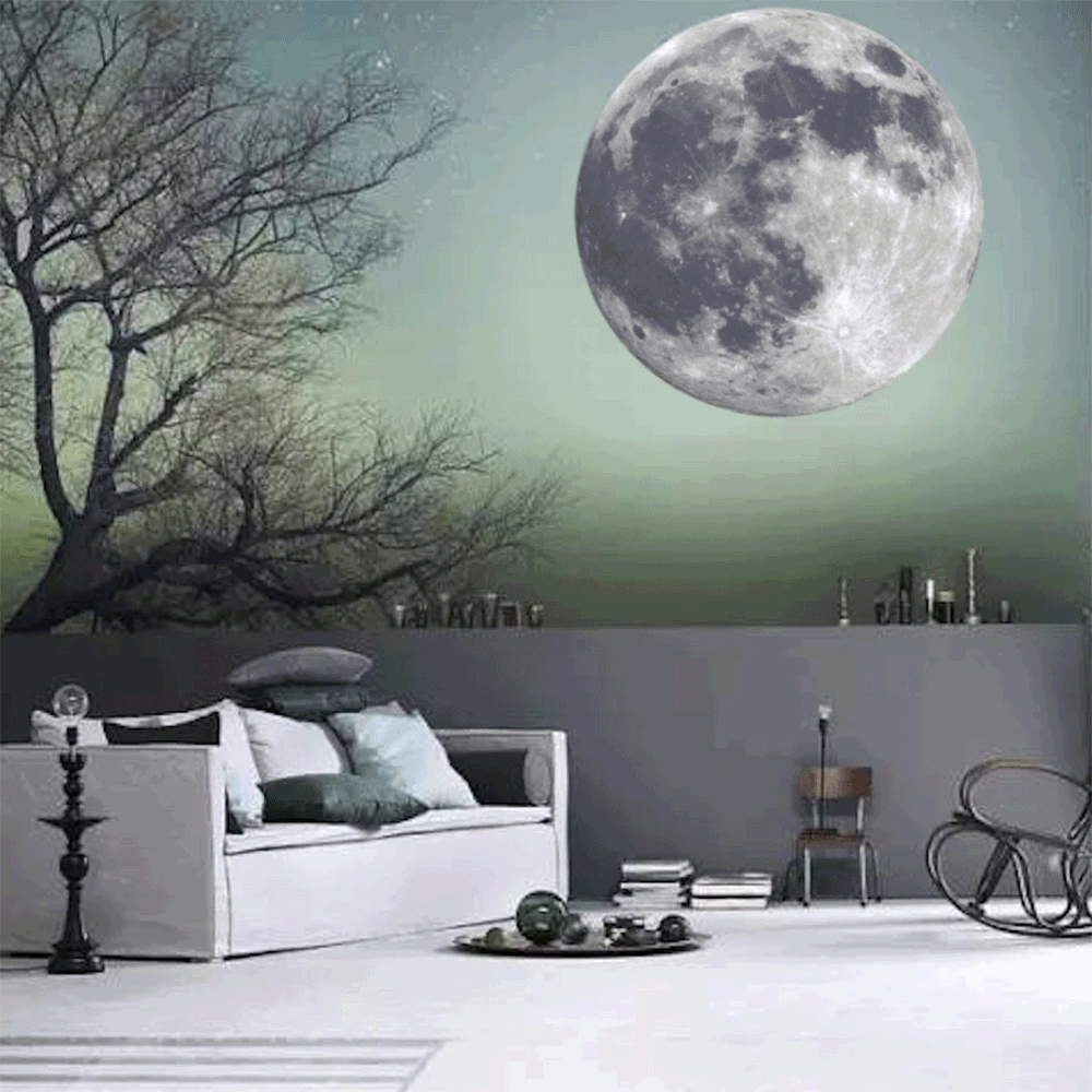 wall stickers for kids rooms moon earth decor home decoration accessories sticker yellow luminous diameter poster wallpaper room kidswall aliexpress medium