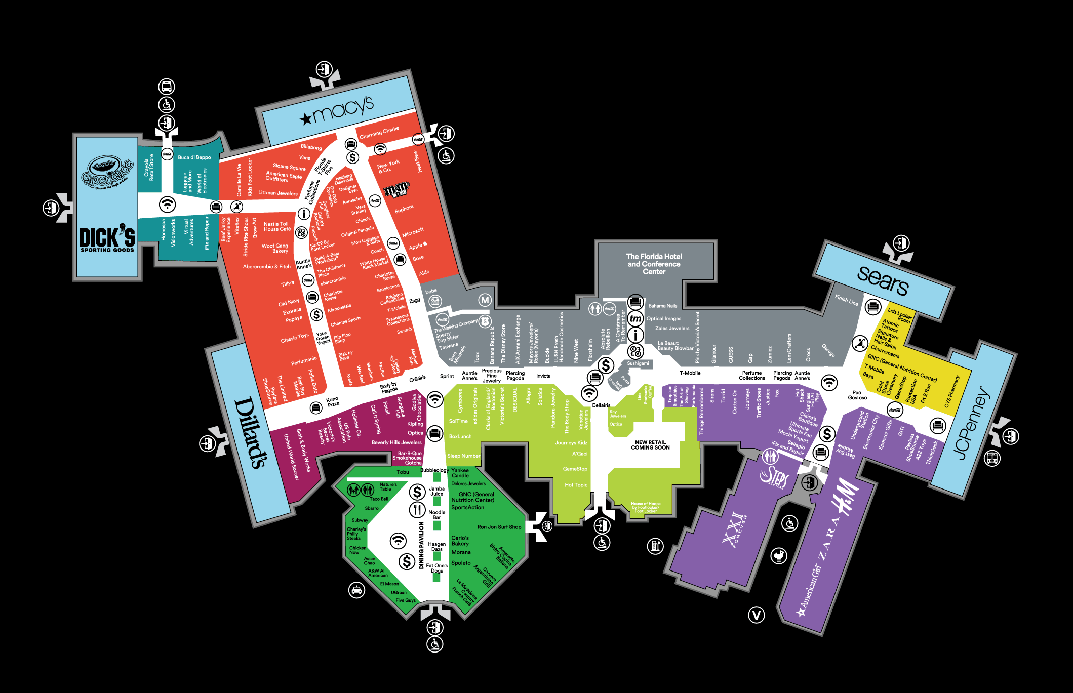 mall map for the florida mall a simon mall located at orlando medium