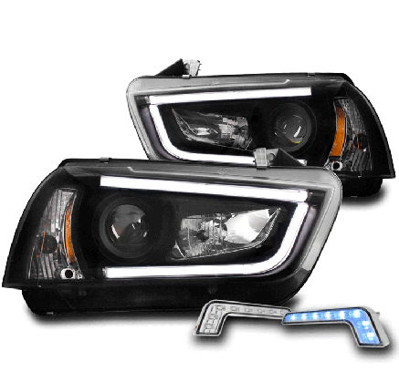 2011 2014 dodge charger hid version led black projector headlights medium