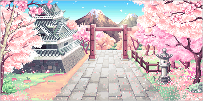 anime cherry blossoms trees cherry blossom peddles falling temple medium