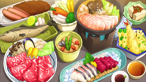 food bouquet sushi fish sukiyaki disappearing gif anime food medium