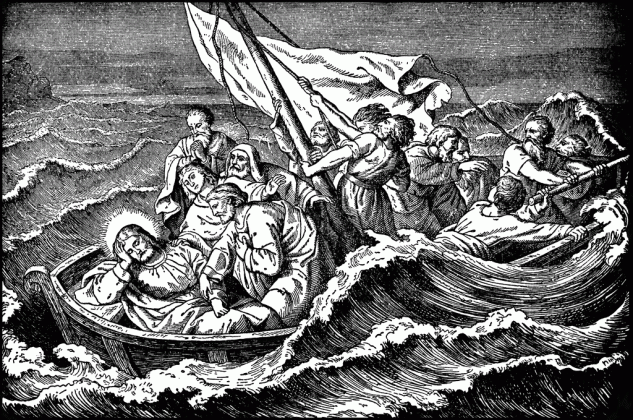 jesus sleeps through a storm at sea clipart etc medium