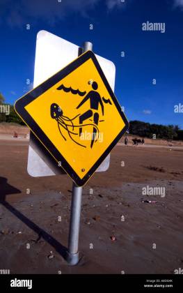 warning sign for box jellyfish on mindil beach in darwin northern medium