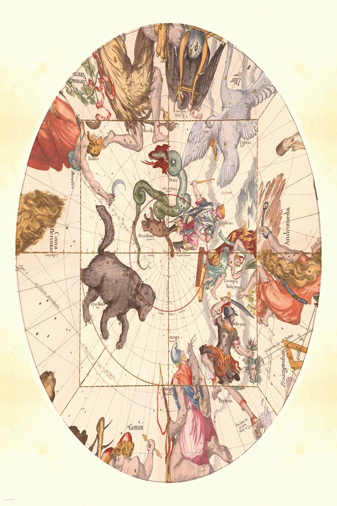 drawing celestial map constellations ursa major draco medium
