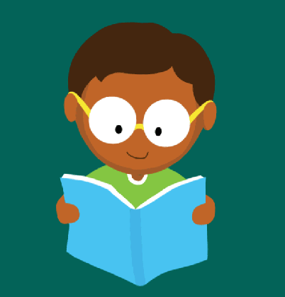 education school animated clipart boy reading a book green medium