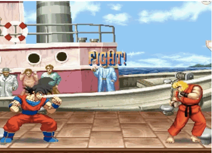 goku from dragon ball z destroys street fighter ii characters in medium