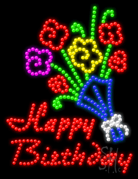 happy birthday vert animated led sign holiday special medium