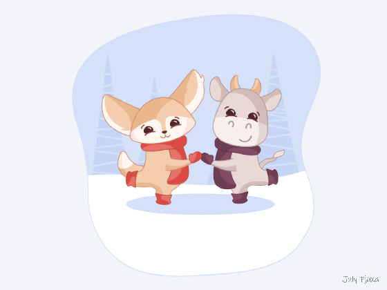 christmas fennec fox story 0 5 best friends by july pjuxa puchkova on dribbble picture of a cartoon facing you medium