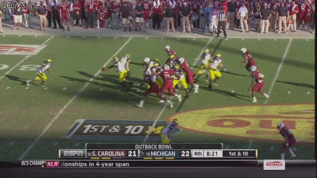 video jadeveon clowney delivers the hit of the year against michigan medium