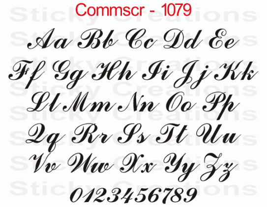 comm script font custom text letters vinyl sticker decal graphic medium
