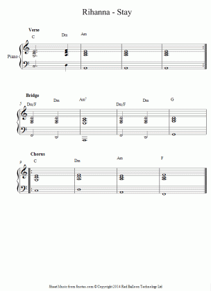 piano rihanna stay sheet music 8notes com medium