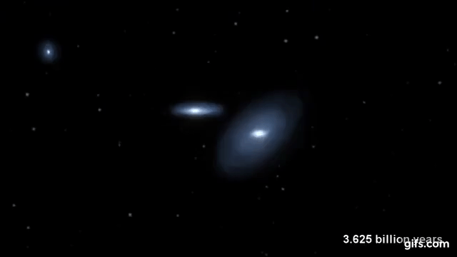 milky way and andromeda galaxies collision simulated video medium