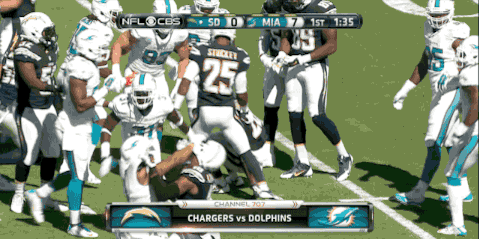 fight almost breaks out in chargers and dolphins game gif sports medium
