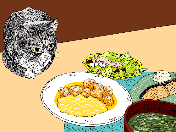 theispot com peter arkle illustrates cat at table religious moving background medium