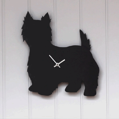 wagging tail westie clock two woofs medium