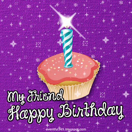 glitter graphics animated purple color my friend happy birthday medium