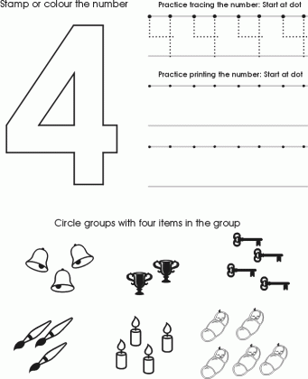 number four worksheet free preschool printable medium
