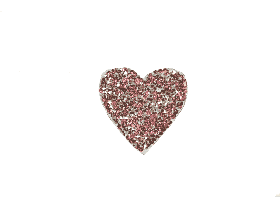 rhinestone heart applique pink silver medium