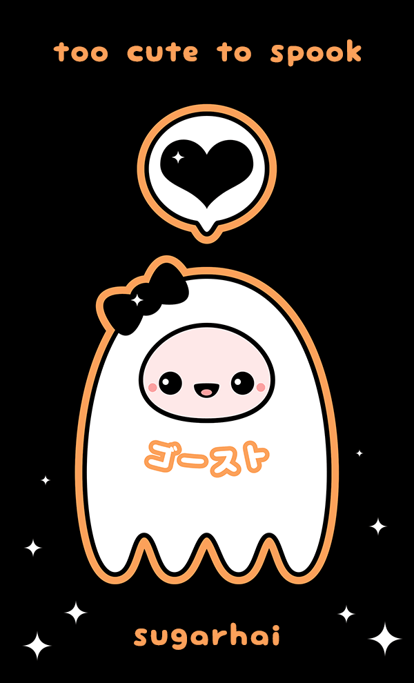 super cute little ghost with black heart dream bubble animated gif medium