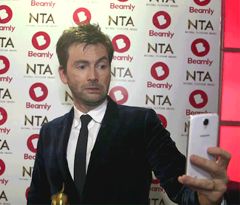 gif david tennant backstage at the nta awards taking a selfie beamly was giving the stars medium