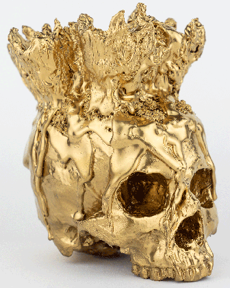 gold vase skull sarah raskey fine art logo medium