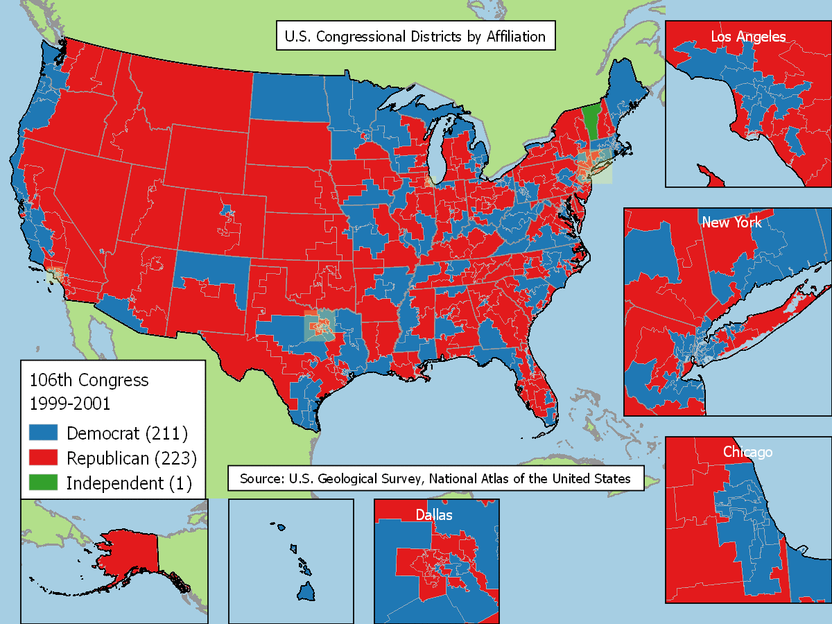 u s congressional districts by affiliation 1999 2016 political map map districts medium