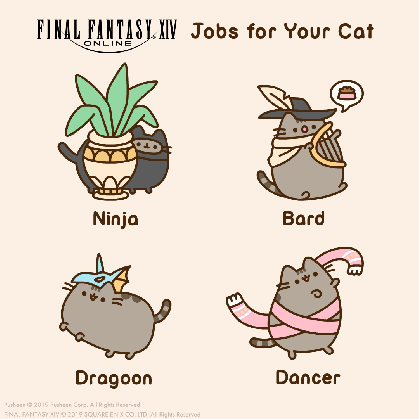 final fantasy x pusheen jobs for your cats xiv know meme cat eating pie medium