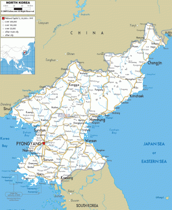 detailed clear large road map of north korea ezilon maps medium