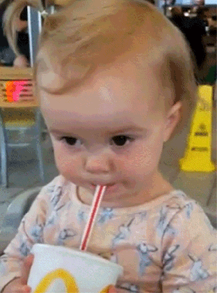 cute baby drinking mcdonalds coke intense straw sour funny medium