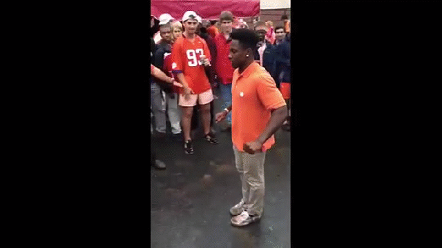 clemson fan overshoots front flip faceplants at tailgate on make a gif medium