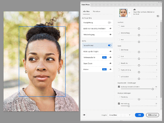 ausprobiert neural filters smart portrait von photoshop gif medium