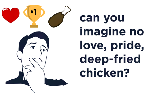 image can you imagine no love pride deep fried chicken gif glee medium