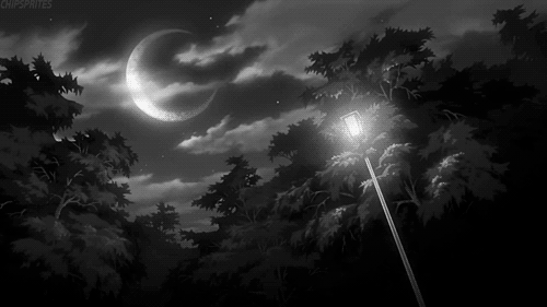 gif art black and white lonely anime beautiful sky landscape b w medium