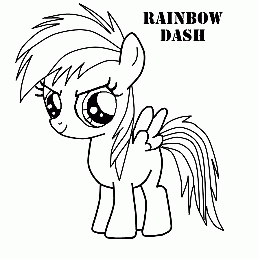 my little pony rainbow dash coloring coloring pages for kids and medium