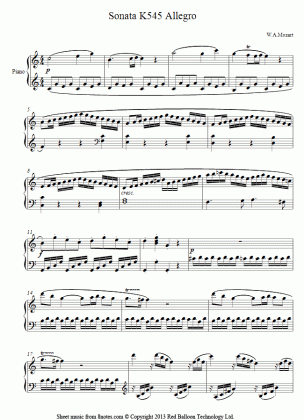 piano kv545 allegro sheet music 8notes com medium