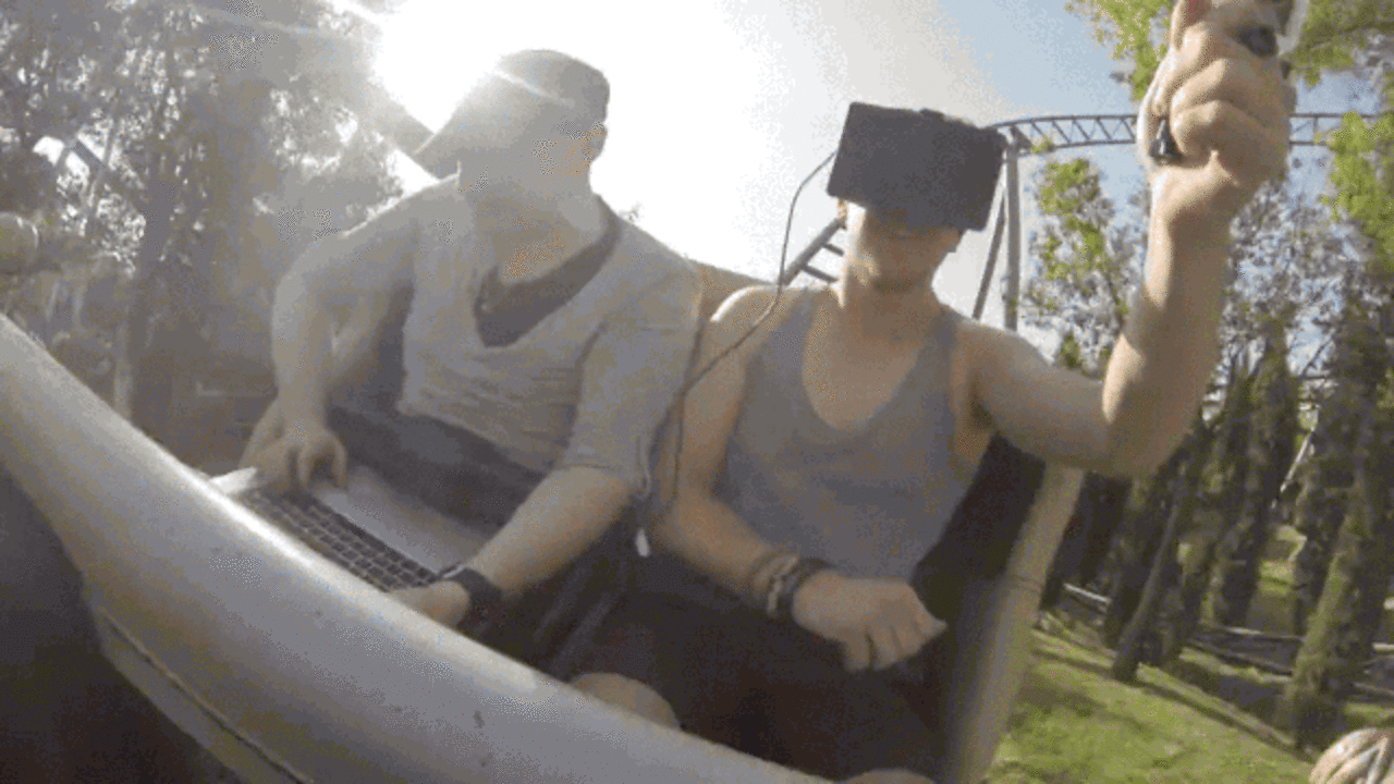wheeee what it s like to wear a virtual reality headset on a roller medium