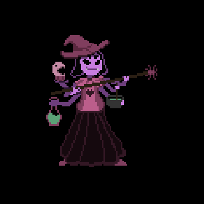 so the other day i posted a sprite to r undertale depicting dark world variant of muffet as lil witch quite few people asked me animate it and although minecraft backgrounds medium