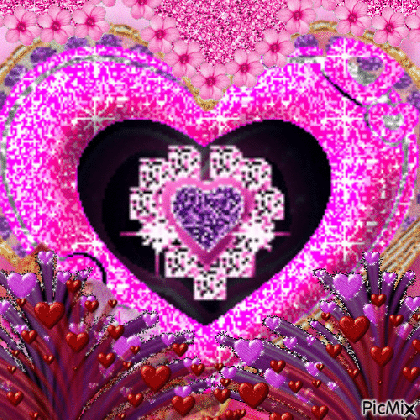 pretty heartsa purple diamond heart in center a little medium