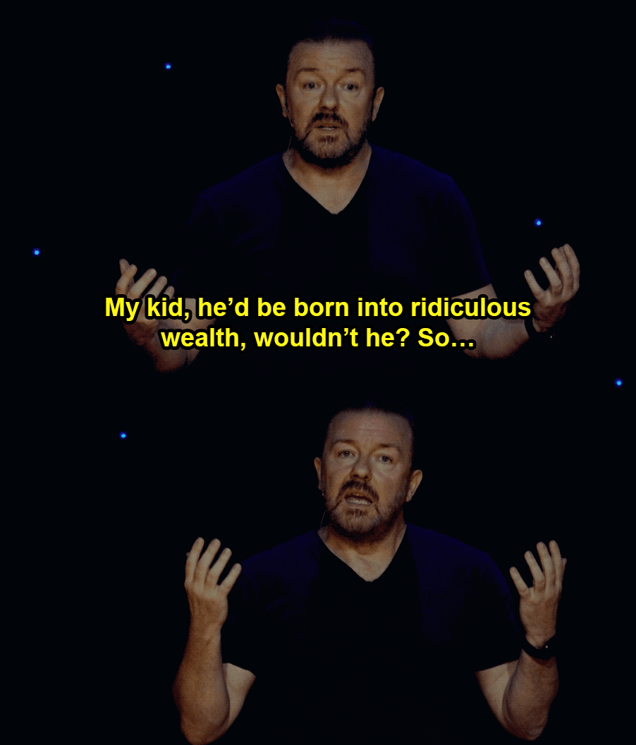10 times ricky gervais was pure ricky gervais in his new stand up medium