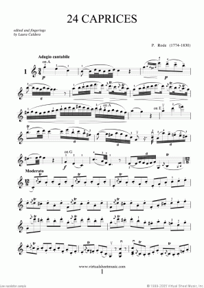 rode caprices 24 sheet music for violin solo violin sheet music medium