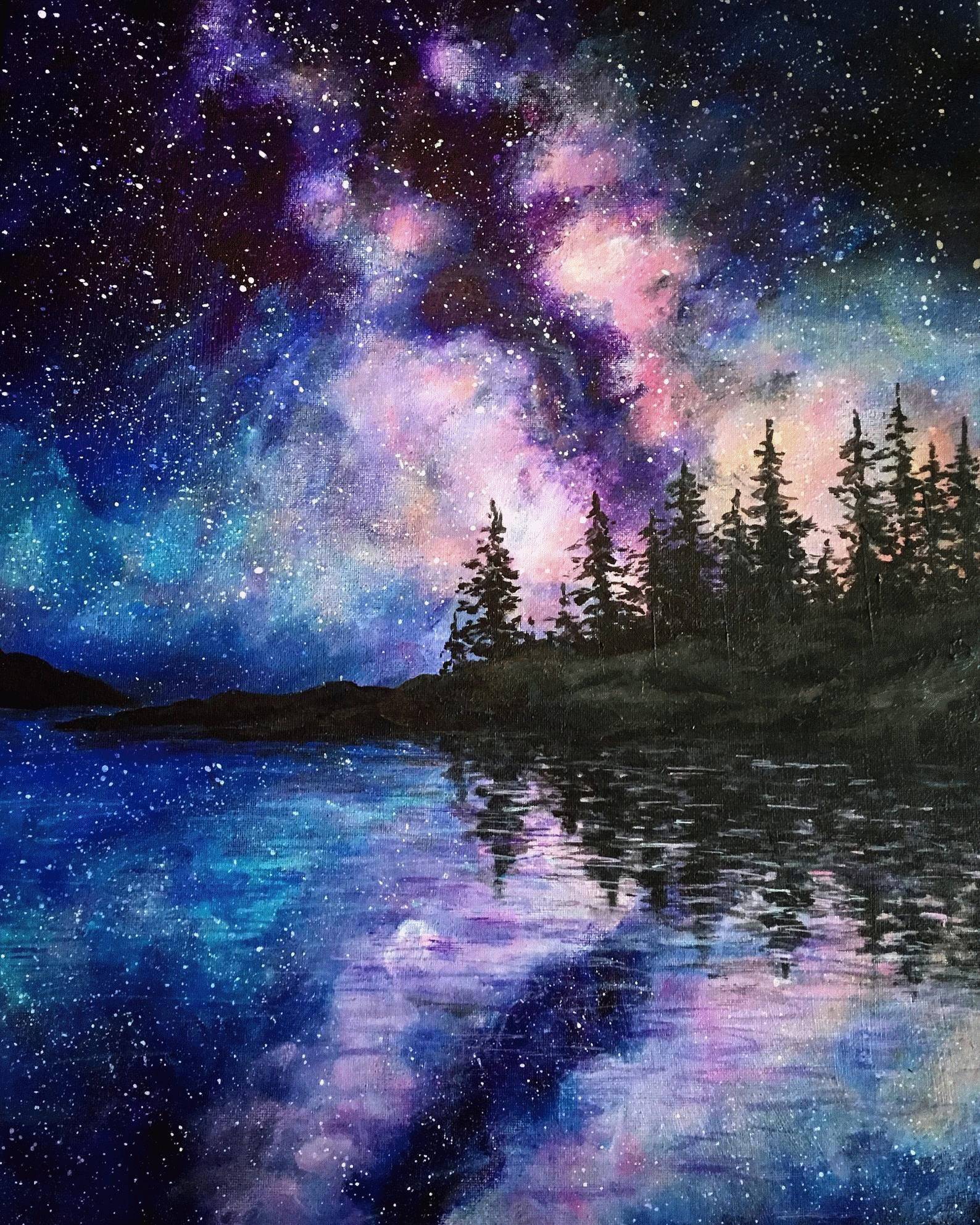 acrylic painting ideas for beginners galaxy lake map of the milky way medium