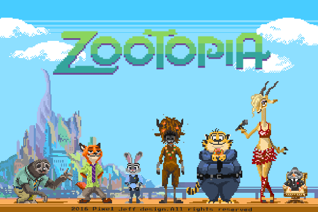 pixel jeff welcome to zootopia zootopia pixel art 2016 medium