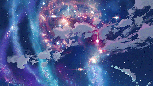 gif art trippy anime space galaxy nebula stars blue pink purple medium