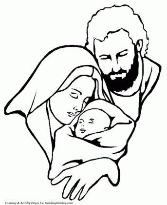religious christmas bible coloring pages mary joseph and jesus medium