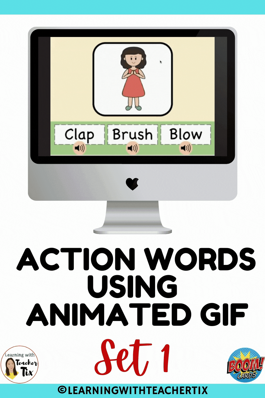 identify action words with animated gif interactive boom cards set 1 clapping monkey medium