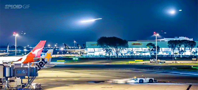 time lapse of an airport makes airplanes look like medium