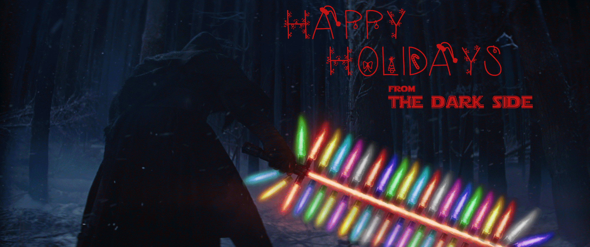 happy holidays from the dark side crossguard lightsaber medium