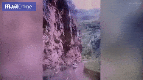 falling boulder crushes car in dashcam footage from china carscoops medium