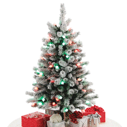 sound a light musical flocked christmas tree with lights 4 paper works outlet medium
